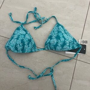 NWT ALOHA Teal Pineapple Print Triangle Bikini Top. ONLY TOP!!!